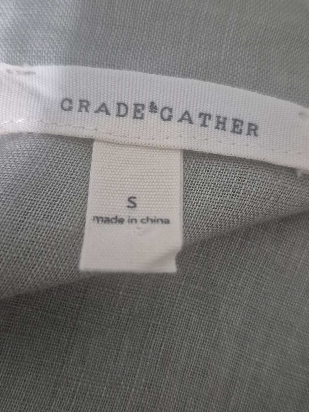 Grade & Gather Linen Button Up Shirt Small Gray Short Sleeve Boxy - Picture 5 of 6